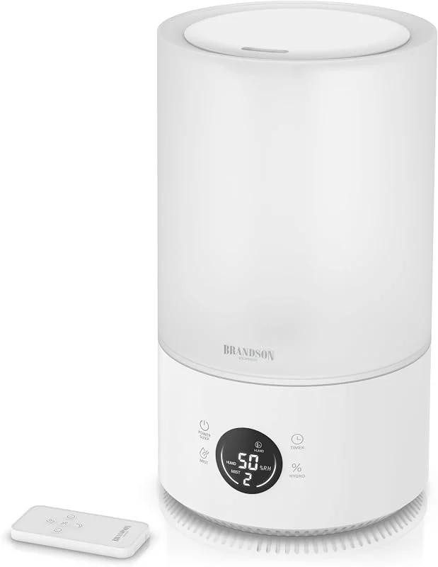 Brandson - Luftbefeuchter digital mit Display - mit Fernbedienung – 4, 2 Liter – Timer - 3 Nebelstufen – Sleep Funktion sehr leise - Schlafzimmer Baby Kinderzimmer Büro