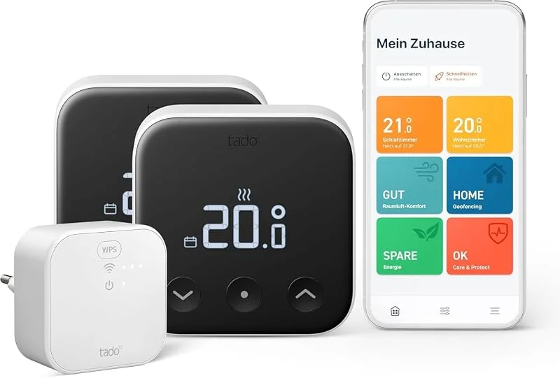 tado° Starter Kit X für Fußbodenheizungen - mit 2 Smarten Thermostaten X und Bridge X, Steuerung per App und Smart Speaker (Alexa, Siri, Google Assistant), DIY Installation, Matter & Thread — Heizung Warmepumpe