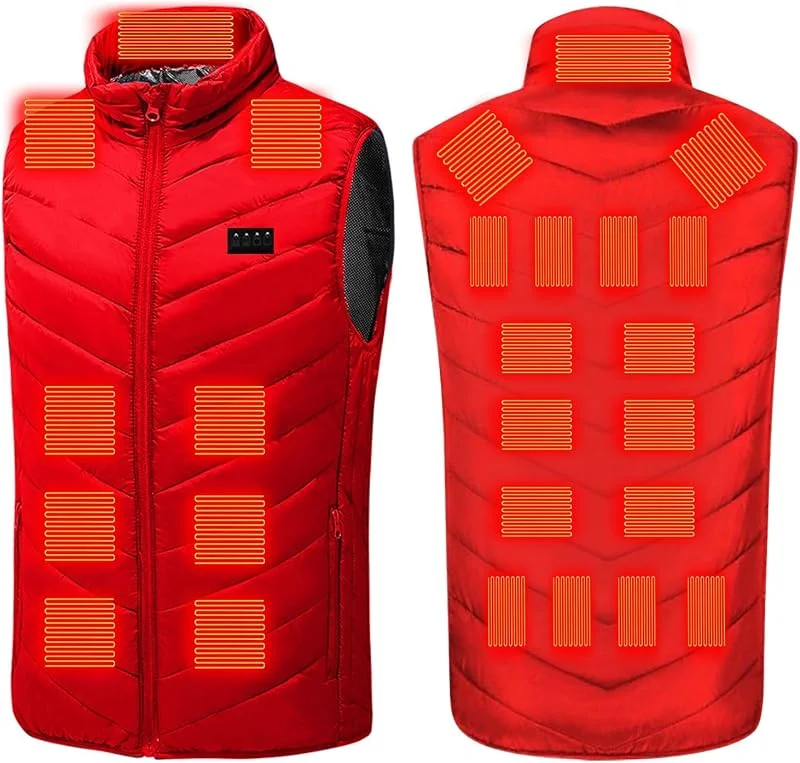 UHouse Beheizbare Weste Damen Outdoor Heizweste mit 17, 21, 26, 27, 28, 29, 31 Heizzonen USB Elektrische Beheizte Westen Einstellbare Beheizbar Steppweste Ärmellos Heizjacke Winter Daunenweste mit Heizung — Heizkleidung