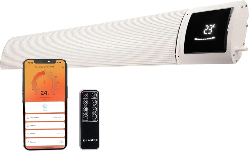 KLAMER Infrarotheizung 2600 W WLAN, App-Steuerung, Timer von 1 bis 24 h — Heizung Warmepumpe