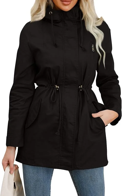 Ansenesna Winterjacke Damen Parka Mit Kapuze Wintermantel Damen Elegant Winterparka Frauen Übergangsjacke mit Reissverschluss Knöpfen Jacke Mantel Winter Tailliert Kuscheljacke Damen-Jacken — Heizkleidung