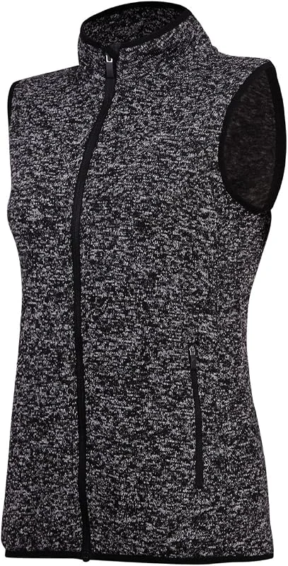 Zip Up Womens Vest with Zipper Pockets Athletic Sweater Fleece Vest Sleeveless Sweater Jacket — Heizkleidung