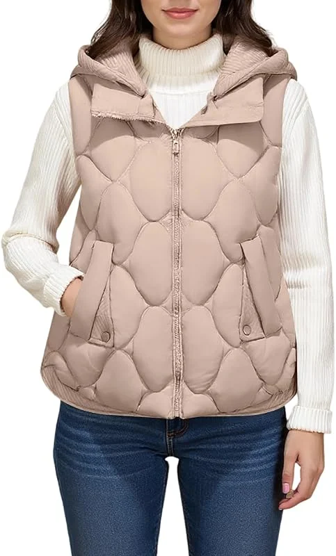 Generisch Steppweste Damen Ärmellos Mit Kapuze Weste Damen Elegant Leichte Daunenweste Einfarbig Dicke Übergangsjacke Outdoor Winterjacke Warm Winter Damenweste Kapuzenjacke Mit Reissverschluss — Heizkleidung