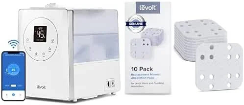 Levoit Luftbefeuchter Smart 6L Top-Fill Warmer, Kalter Nebel mit Alexa, APP Steuerung + Levoit LUH-MAP-WEU 10 Pack Entkalker Pads für Luftbefeuchter OasisMist 450S & LV 600S