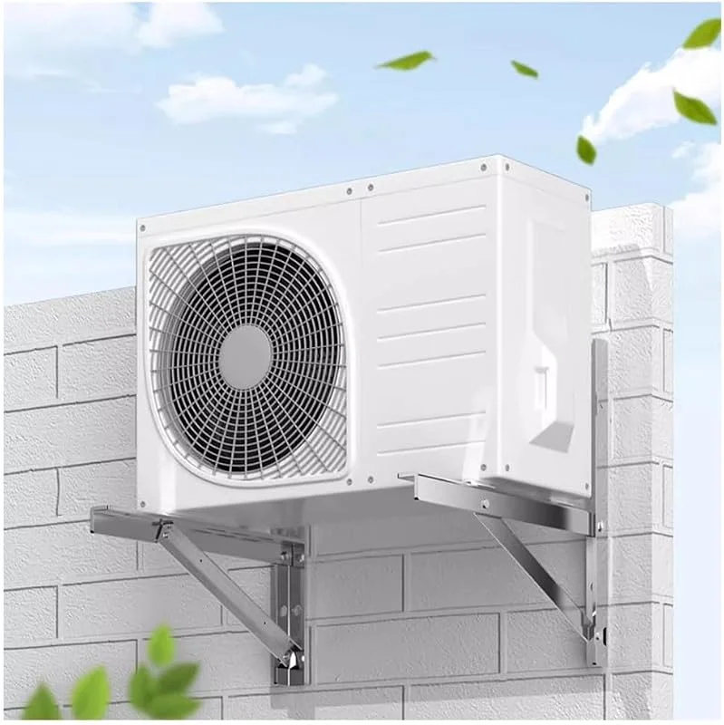 Generisch Robuste Wandhalterung für Klimaanlagen, Wärmepumpen und Kompressoren – trägt 400 kg, einfache Installation, langlebiger Stahl, 43 x 43 cm, Silberne Oberfläche, Zubehör für HLK-Systeme — Heizung Warmepumpe