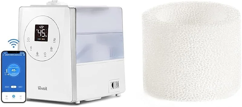 LEVOIT Luftbefeuchter, Smart 6L Top-Fill Warmer, Kalter Nebel mit Alexa & Luftbefeuchter Ersatzfilter Fängt feine Partikel im Wassertank auf