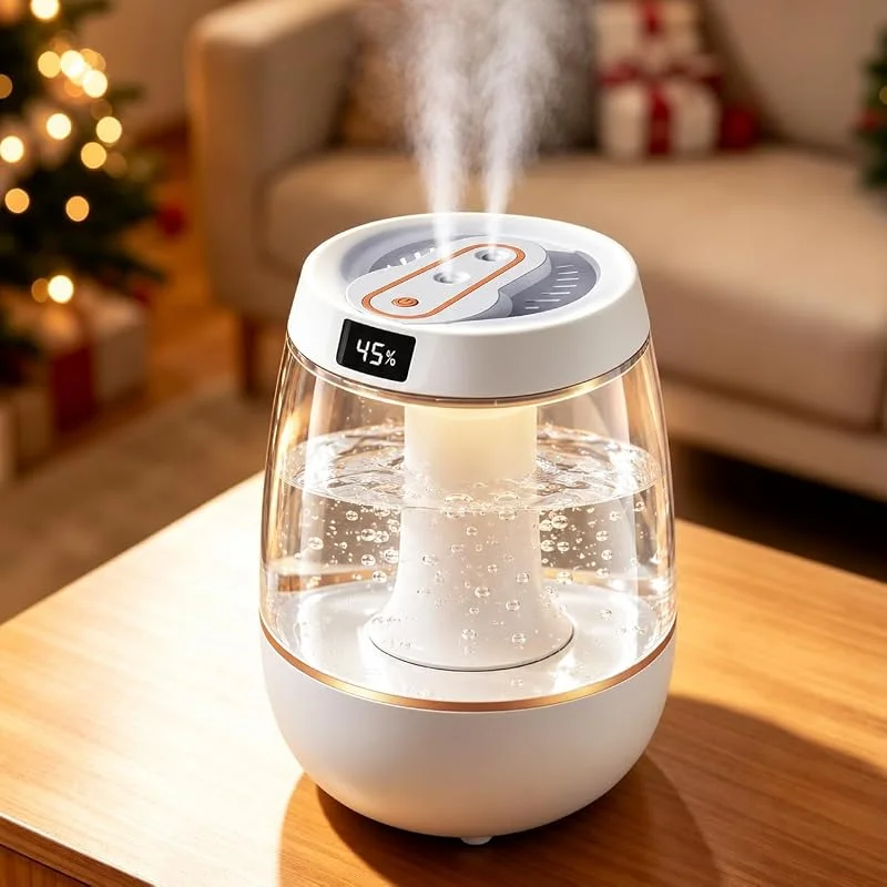 3L Luftbefeuchter für Schlafzimmer, Ultra Leise 20dB Cool Mist Luftbefeuchter, Smart Air Humidifier mit Nachtlicht, 360° Dual Düsen Mini Luftbefeuchter für Schlafzimmer, Babyzimmer, Pflanzen