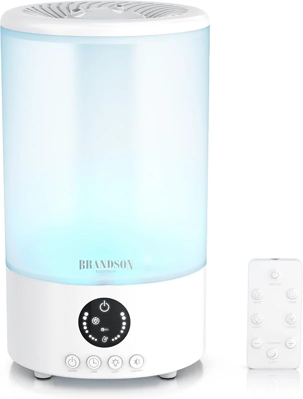 Brandson - Luftbefeuchter 2, 5 Liter - sehr leise 30dB - Fernbedienung - Display digital – 3 Nebelstufen - 7 Helligkeitsstufen - RGB - Schlafmodus - Schlafzimmer Kinderzimmer Wohnzimmer