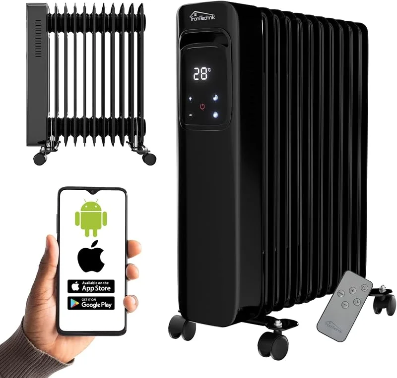 TroniTechnik® Ölradiator OR-311 11 Rippen 2500 W WiFi schwarz — Heizung Warmepumpe