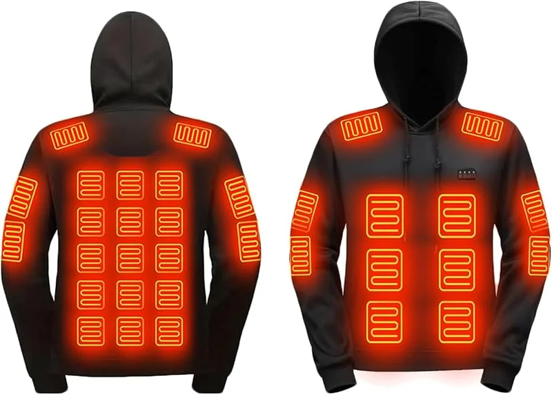 Beheizbare Hoodie Herren Damen 29 Heizzonen Beheizbare Pullover Fleece — Heizkleidung