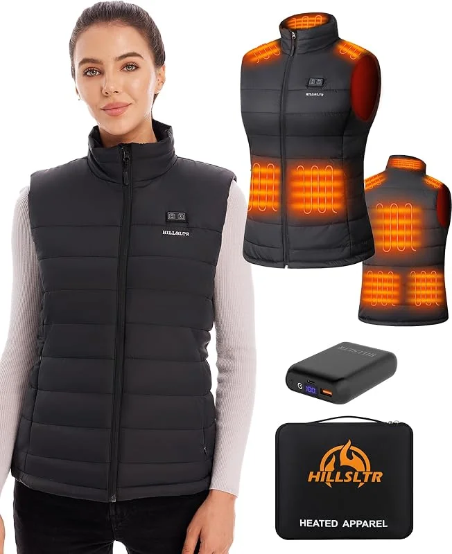Heizweste Damen mit 18400mAh 7.4V Powerbank – Beheizbare Weste mit 8 Heizbereichen, Leichte Wasserabweisende beheizte Weste, Waschbare Wärmeweste für Outdoor — Heizkleidung