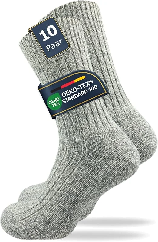 GAWILO warme Herren Arbeitssocken mit Wolle (10 Paar) dicke Norweger Socken mit gepolsterter Frotteesohle, Ideale Winterstrümpfe gegen kalte Füße — Heizkleidung