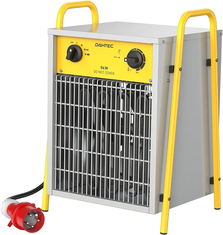 DAHTEC 9 kW Elektro Heizlüfter Große Räume mit Thermostat & 3 Heizstufen — Heizung Warmepumpe