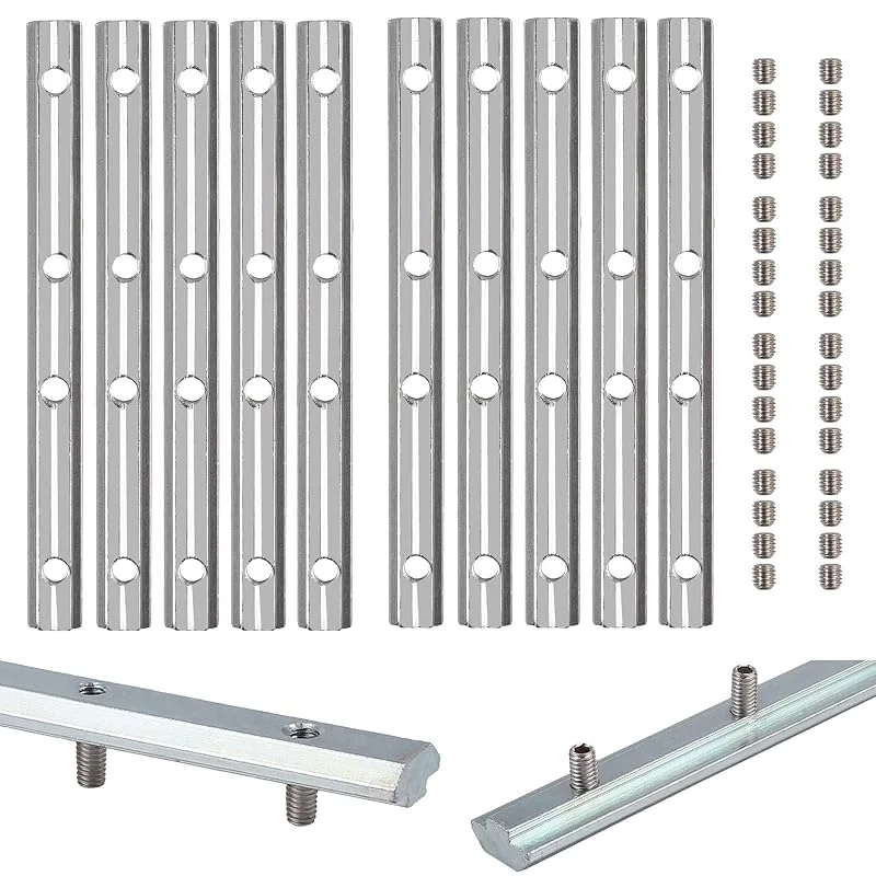 10X EYPINS ALU Streckenverbinder Nut 6, Aluprofil 20x20 Verbinder 100mm Verzinkter Kohlenstoffstahl Profilverbinder mit 40 M5 Schrauben für 20x20, 20x40 Aluminiumprofil Stangenprofil, Strebenprofil — Heizung Warmepumpe