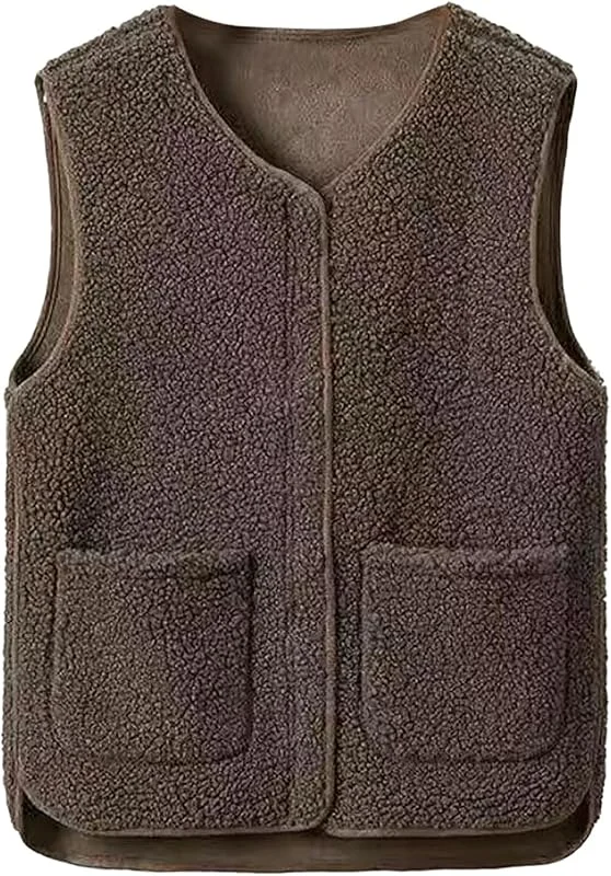 Generisch Teddy Fleece Jacke Damen Warm Weste Damen Teddy Fleece Kurz — Heizkleidung