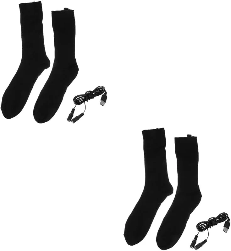 2 Paare Heizsocken für Winter, Baumwolle, Schwarz, für Füße — Heizkleidung
