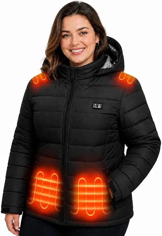Beheizbare Jacke Damen, Beheizte Jacke mit Akku 7.4V 16000mAh — Heizkleidung