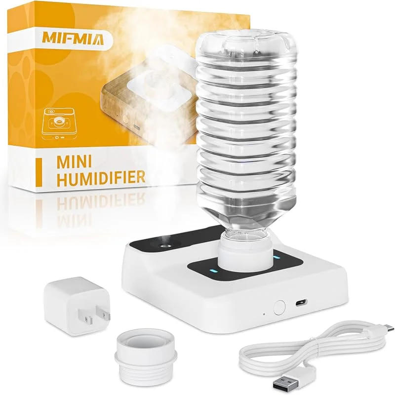 Reise-Luftbefeuchter - Wiederaufladbarer tragbarer Luftbefeuchter für Schlafzimmer, Hotelzimmer, Schreibtisch & Pflanzen, persönlicher Mini-Luftbefeuchter flüsterleise 23dB
