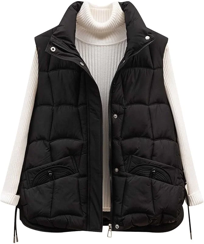 Generisch Steppweste Damen Kurz Weste Damen Elegant Daunenweste Gesteppt Ärmellos Winterjacke Warm Oversize Westen Mit Reißverschluss Leicht Übergangsweste Frauen Casual Damenweste Einfarbig — Heizkleidung