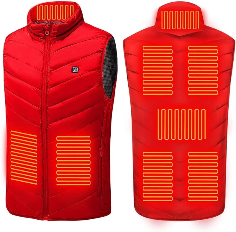 UHouse Beheizbare Weste Damen Heizweste Winter Elektrische Beheizte Westen mit 4, 8, 9 Heizzonen USB Einstellbare Beheizbar Steppweste Outdoor Daunenweste mit Heizung Ärmellos Heizjacke — Heizkleidung