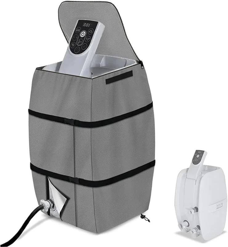 Whirlpool-Heizungsabdeckung, 16, 9 x 15 x 21, 3 cm, wasserdichte Whirlpool-Abdeckung, klappbare, verstellbare -Überdachung mit Kordelzug und Schnalle, tragbare Pumpe mit Griffband, Grau — Heizung Warmepumpe