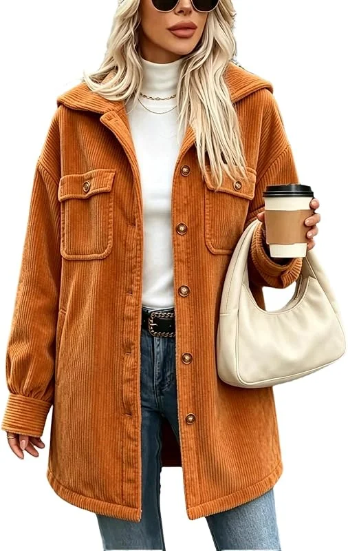 Herbstjacke Damen Übergangsjacke Elegant Cordjacke Damen Mit Kapuze — Heizkleidung