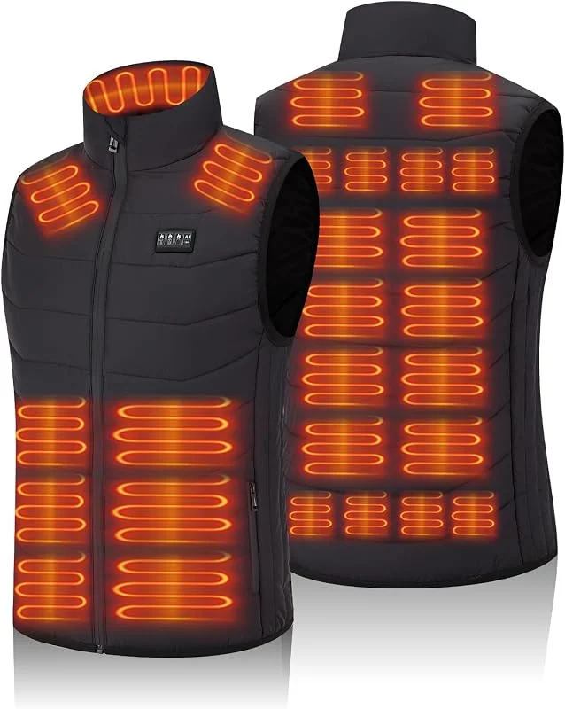 Beheizte Weste, 26 Heizzonen, elektrisch, leicht, beheizte Weste für Männer und Frauen, Skaten für beheizte Jacke, Pullover — Heizkleidung