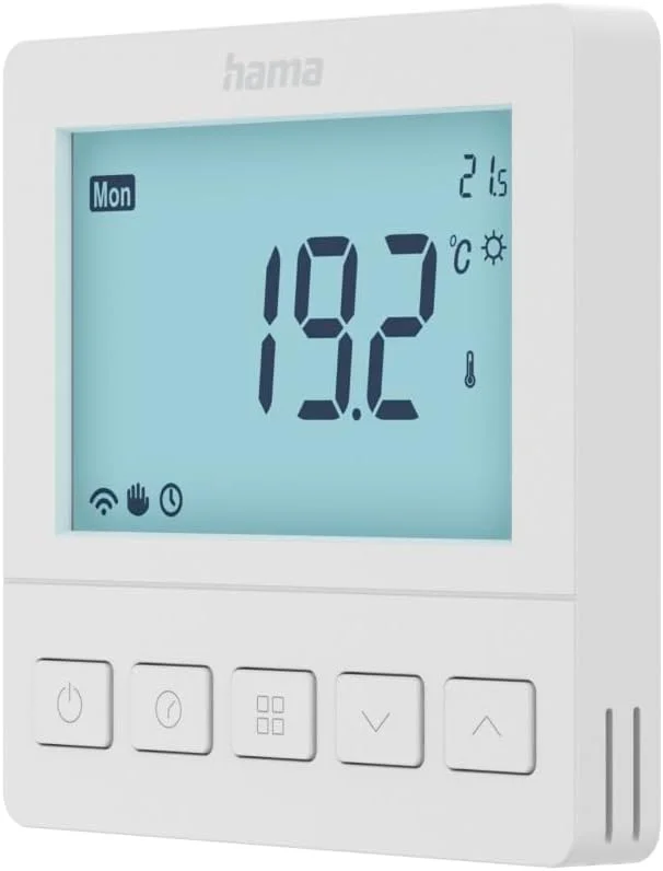 Hama Raumthermostat Fußbodenheizung (Heizkörperthermostat für Smart Home Fußbodenheizung, programmierbar, Unterputz, LCD-Display, mit App, für Android, iOS, Alexa, Google Assistant, Siri) weiß — Heizung Warmepumpe