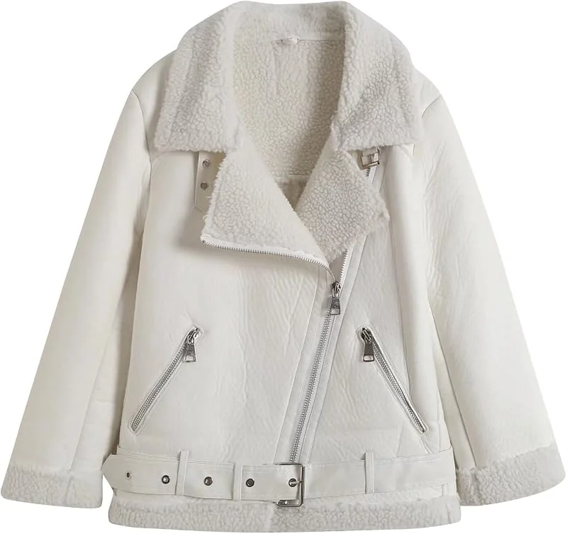 Ansenesna Lederjacke Damen Schwarz Winterjacke Warm Gefüttert Jacke Winter Leder Mantel Frauen Dicke Wintermantel Ohne Kapuze Ledermantel Mit Fell Damen-Jacken Innenfell Fellkragen Jacket — Heizkleidung