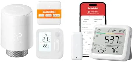 SwitchBot Smart Heizkörperthermostat-Panel Combo Bundle WLAN CO2-Melder, CO2 Messgerät mit IP65 Thermometer Hygrometer — Küche & Haushalt