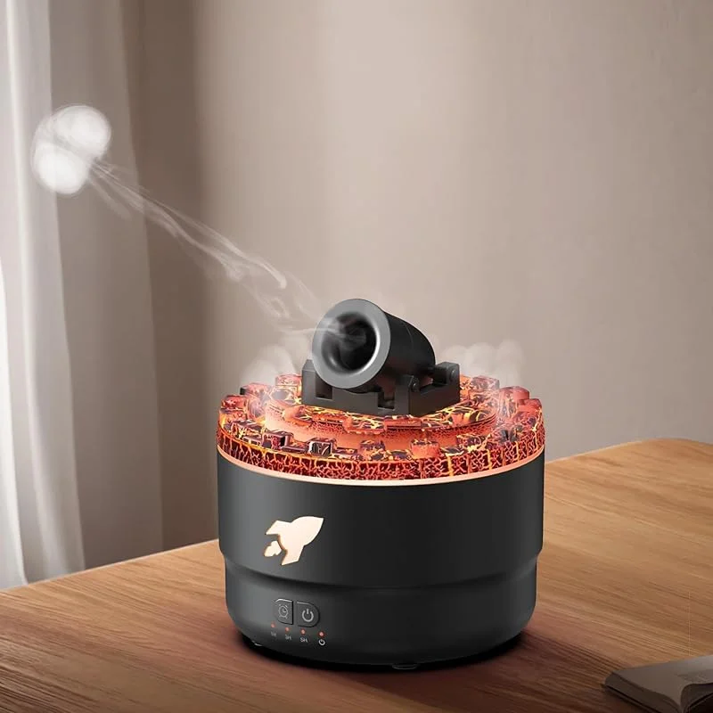 Aromatherapie-Diffusor-Luftbefeuchter, Vulkan-Turm, kreative Rauchringe, Luftbefeuchter mit farbigem LED-Licht, ultra-leiser kühler Nebel, ätherisches Öl, Diffusor für Schlafzimmer, Zuhause, Büro