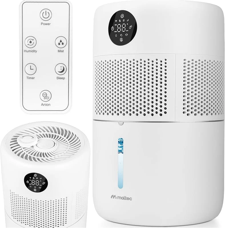 MalTec Luftbefeuchter, Verdunstungsluftbefeuchter, Ionisator, Aromatherapie, Diffusor, Fernbedienung, Timer