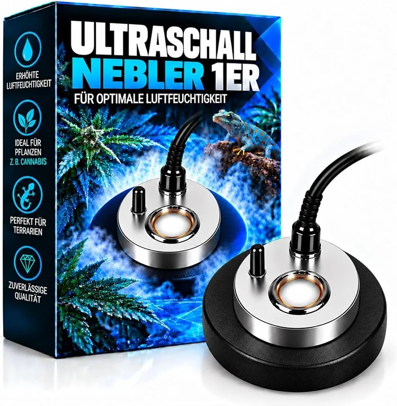 Weedness Luftbefeuchter Fog Machine 500 ml, h 1 Membrane - Nebler Ultraschall-Befeuchter Grow Anbau Wohnung Vernebler Verdampfer
