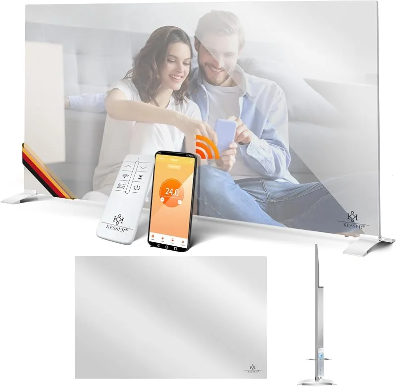 KESSER® Infrarotheizung 500W Spiegelheizung Energiesparend 2in1 Standgerät & Wandmontage Elektroheizung mit Erkennung Offener Fenster + Fernbedienung & App-Steuerung Thermostat Infrarot Heizpaneel — Heizung Warmepumpe