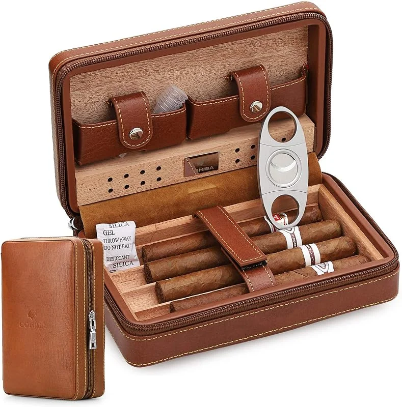 Time C Club Tragbare Reise-Zigarettenetui, Zigarrenschneider, Zigarren-Humidor mit Zigarrenschneider und Luftbefeuchter, Trauzeugen-Geschenk, Geburtstagsgeschenk