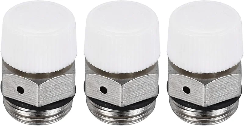 PATIKIL 3, 8" BSP Männliches Gewinde Manuelle Heizkörperentlüftungsventile, 3er Pack Vernickelte Messing-Stecker Ventil Kein Schlüssel erforderlich für Heizkörper, Silber Weiß — Heizung Warmepumpe