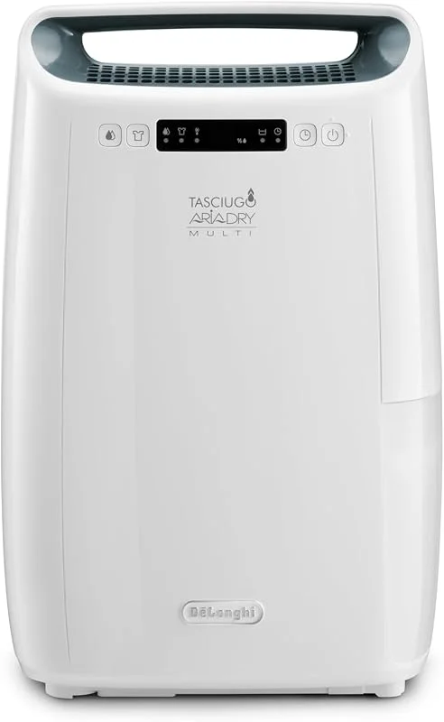 De'Longhi AriaDry DEXD216RF Mehrzweck-Luftentfeuchter, entfernt Feuchtigkeit zu Hause mit Filtration mit 3 Aktionen, Trocknungsfunktion, Luftbefeuchtung 16 l, Tag, R290, abnehmbarer Wassertank, Schwarz — Luftbefeuchter