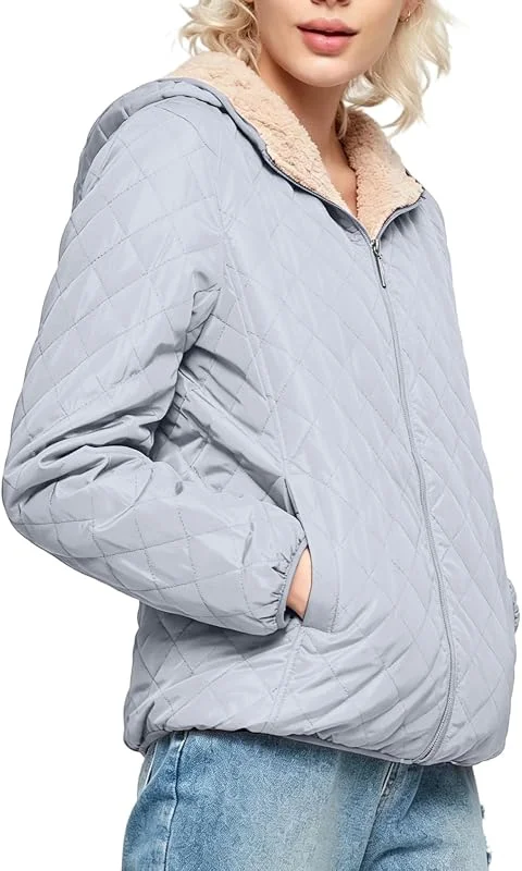 Winterjacke Damen Kurz Warm Gefüttert Steppjacke Damen Leicht Mit Kapuze — Heizkleidung