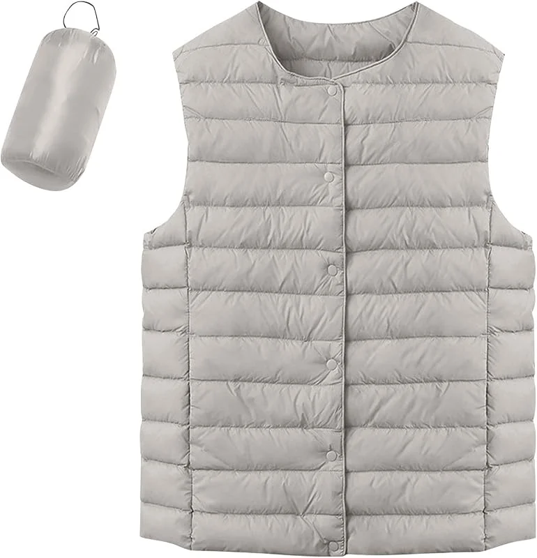 Ansenesna Weste Damen Ärmellos Elegant Winter Steppweste Damen Leicht Daunen Übergangsjacke Ohne Kapuze Damen-Westen Frauen mit Reissverschluss Winterjacke Warm Steppjacke Ohne Ärmel Daunenjacke — Heizkleidung